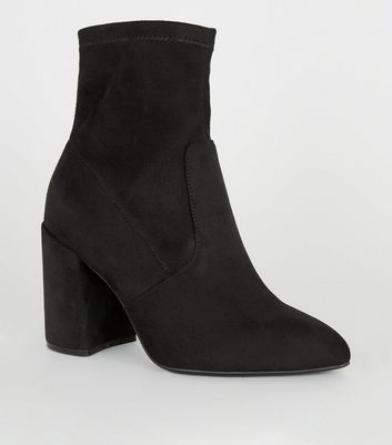 Wide Fit Black Suedette Pointed Sock 