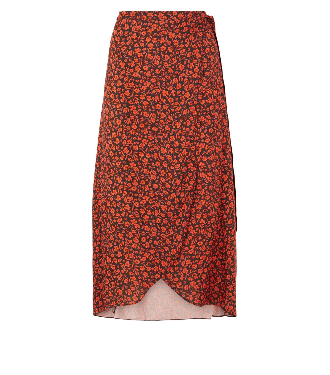 Red Floral Midi Wrap Skirt Image 4