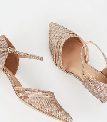 Rose gold shoes on sale low heel wide fit