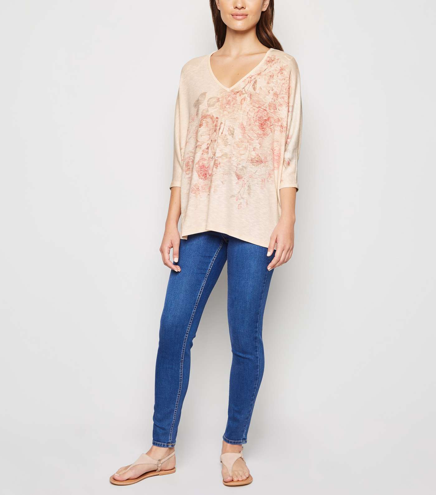 Pale Pink Fine Knit Batwing Sleeve Top
