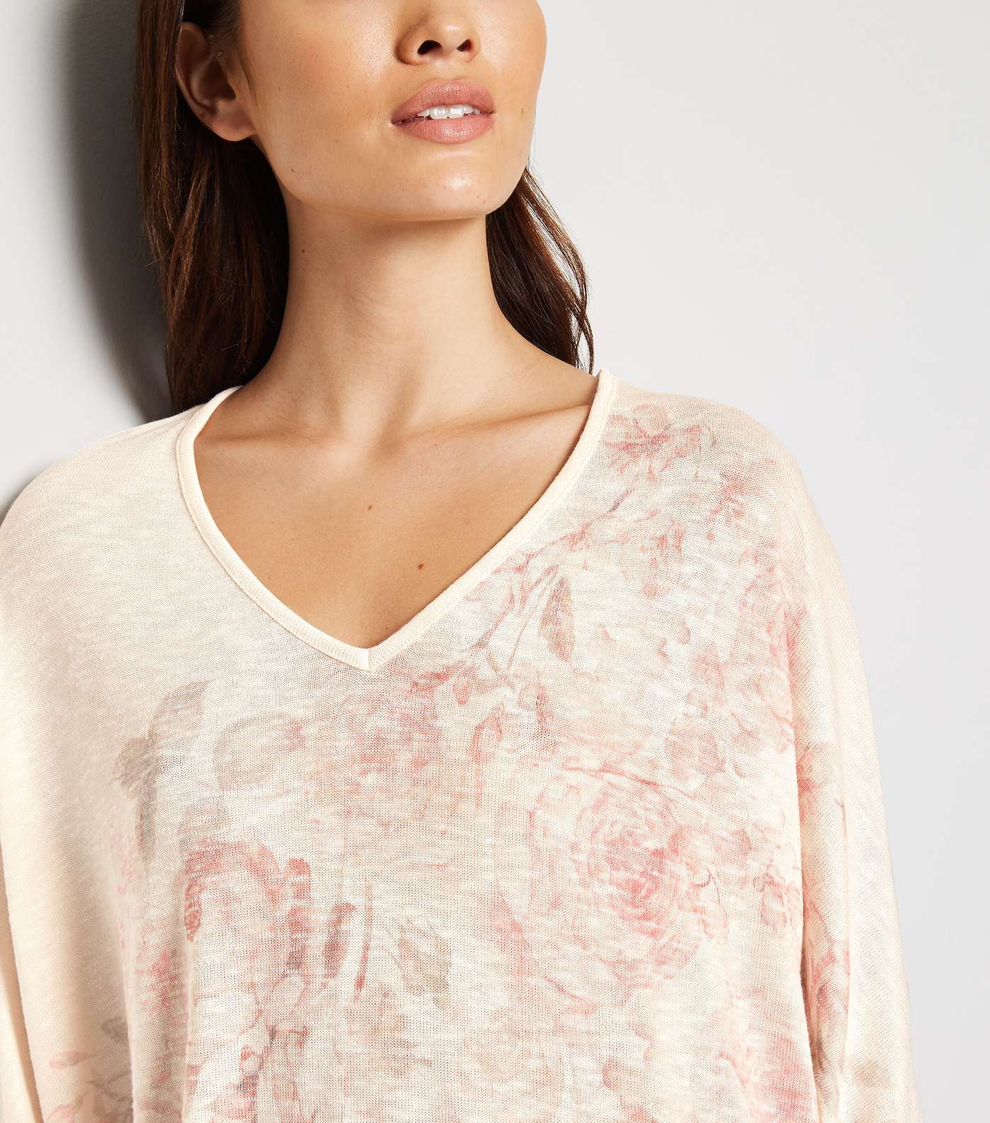 Pale Pink Fine Knit Batwing Sleeve Top Image 3