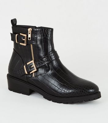 womens wide fit biker boots