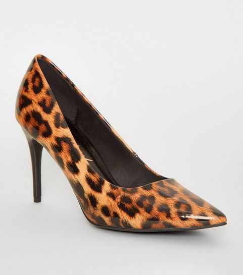 Stone Patent Leopard Print Stiletto Courts