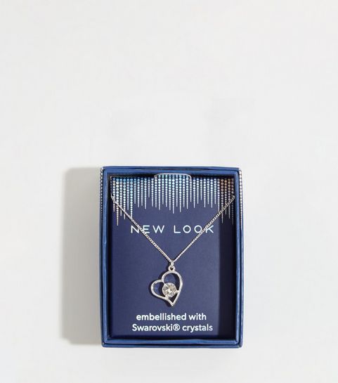 Silver Plated Heart Pendant Necklace with Crystals from Swarovski®