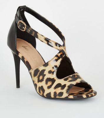 leopard print strap heels