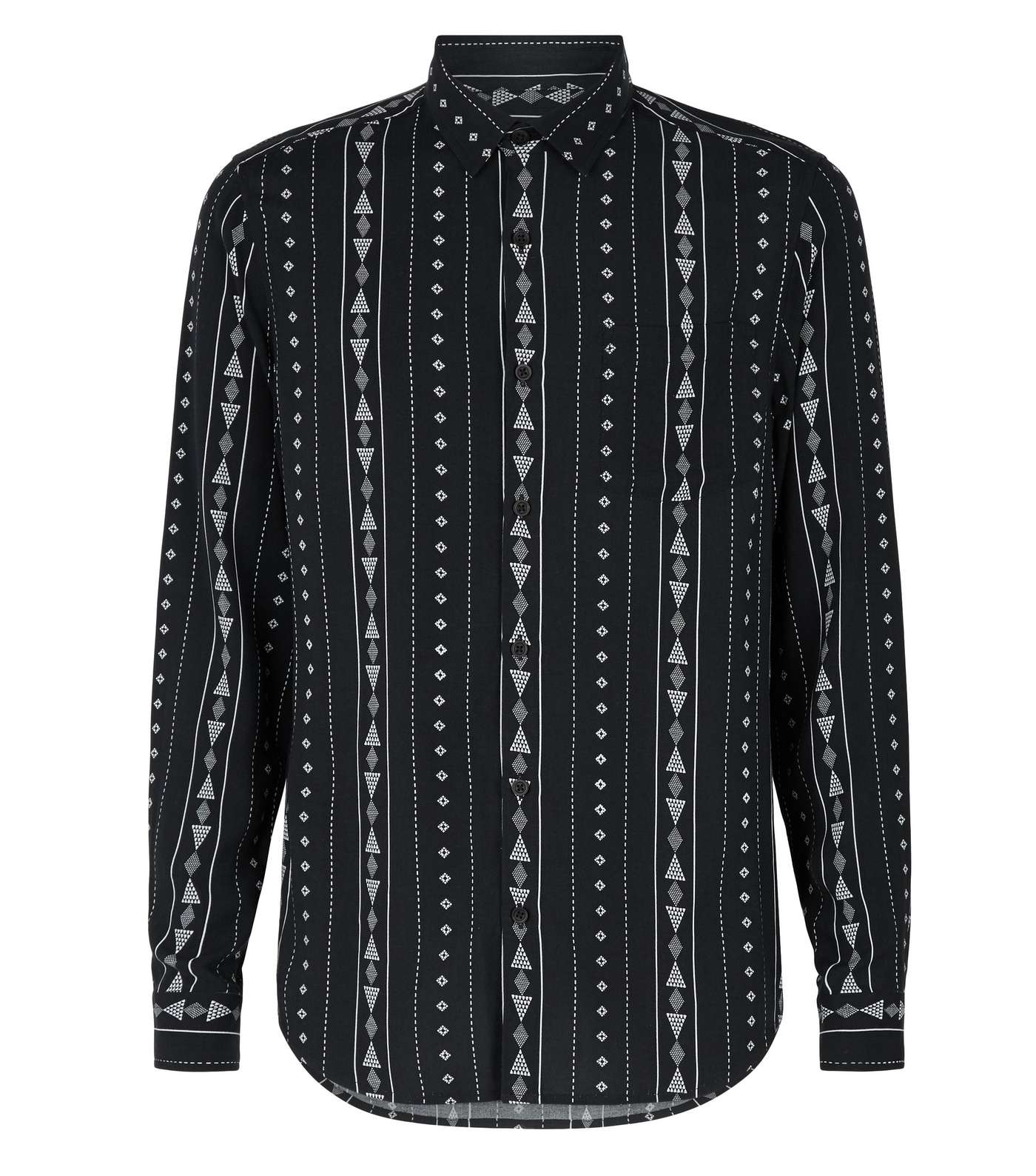 Black Geometric Stripe Long Sleeve Shirt Image 4