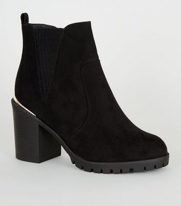new look wide fit chunky heeled boot