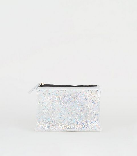 Silver Glitter Star Make-Up Bag