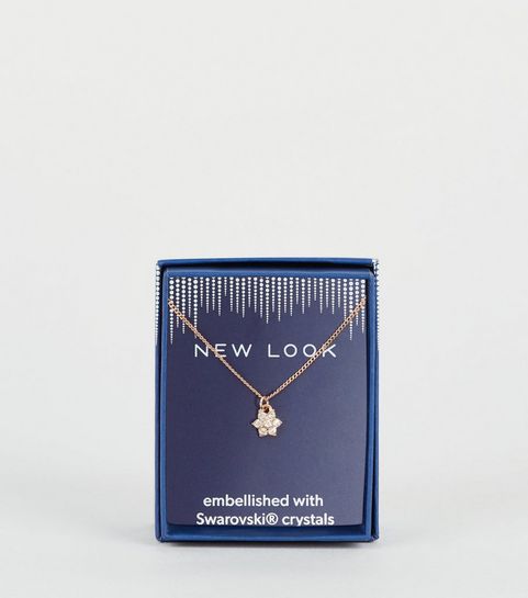 Rose Gold Flower Necklace with Crystals from Swarovski®