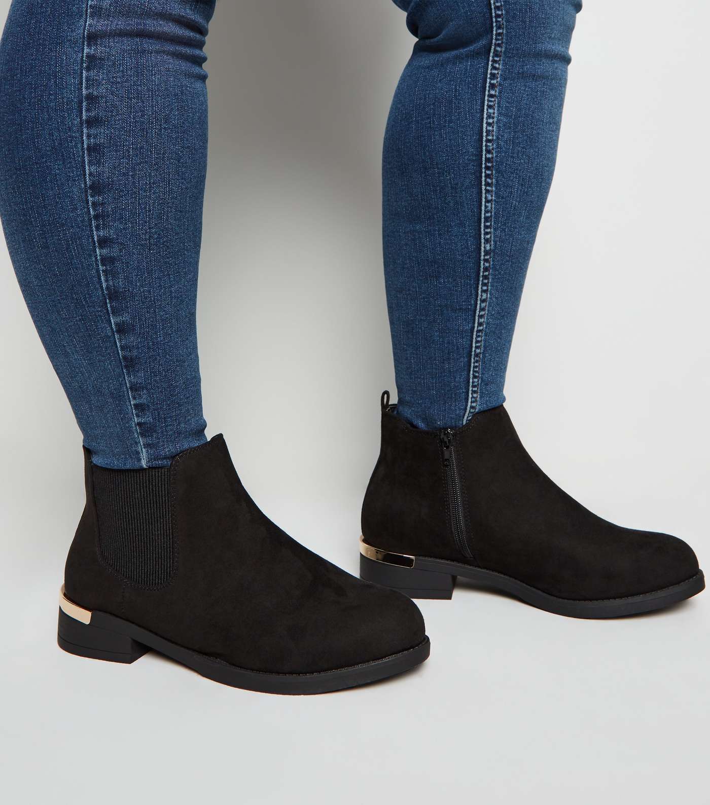 Extra Wide Fit Black Suedette Chelsea Boots Image 2