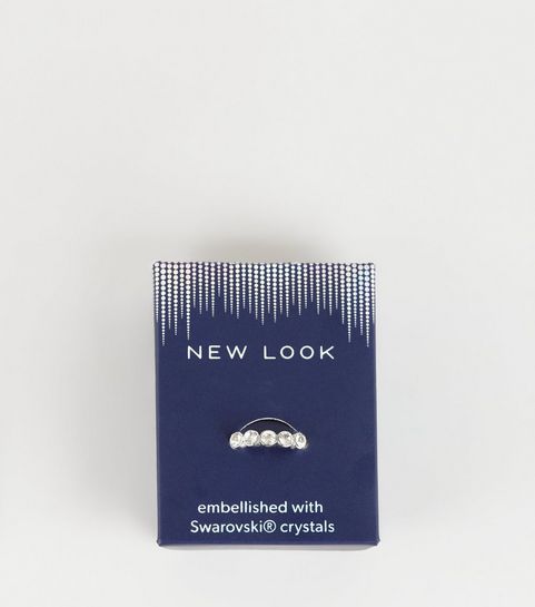 Bague plaquée argent à 5 pierres avec cristaux de Swarovski®