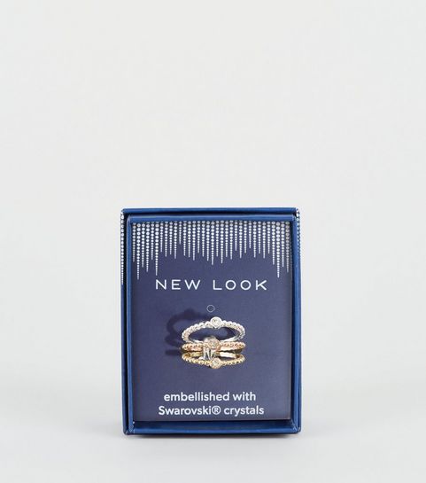 3 Pack Multicoloured Rings with Crystals from Swarovski®