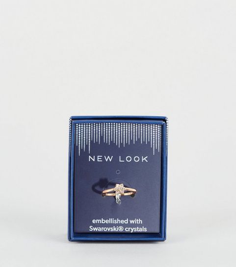 Bague or rose à fleurs avec cristaux de Swarovski®