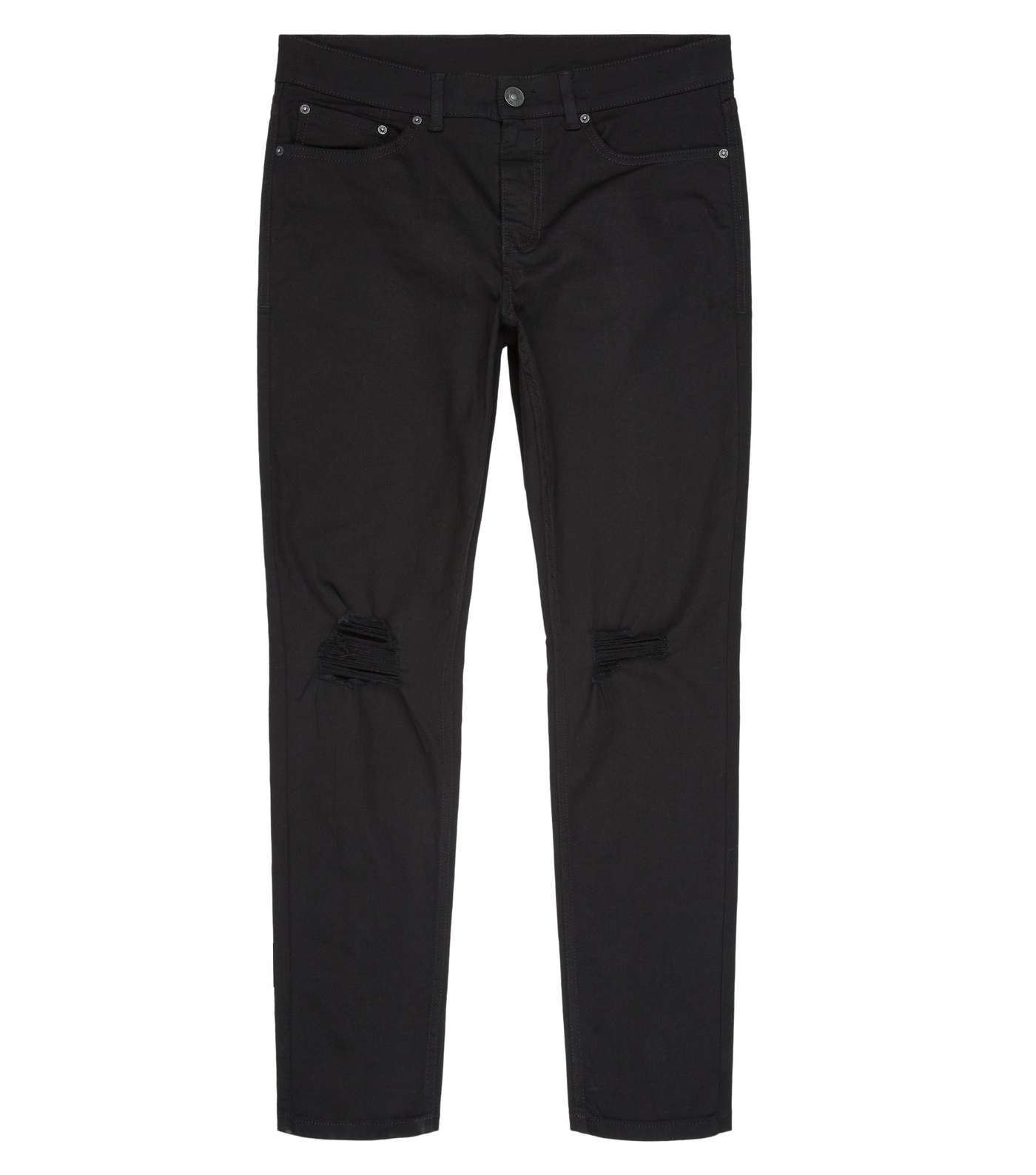 Black Ripped Knee Skinny Stretch Jeans Image 4