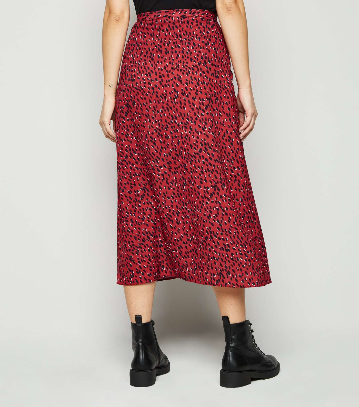 Red Spot Wrap Midi Skirt  Image 3