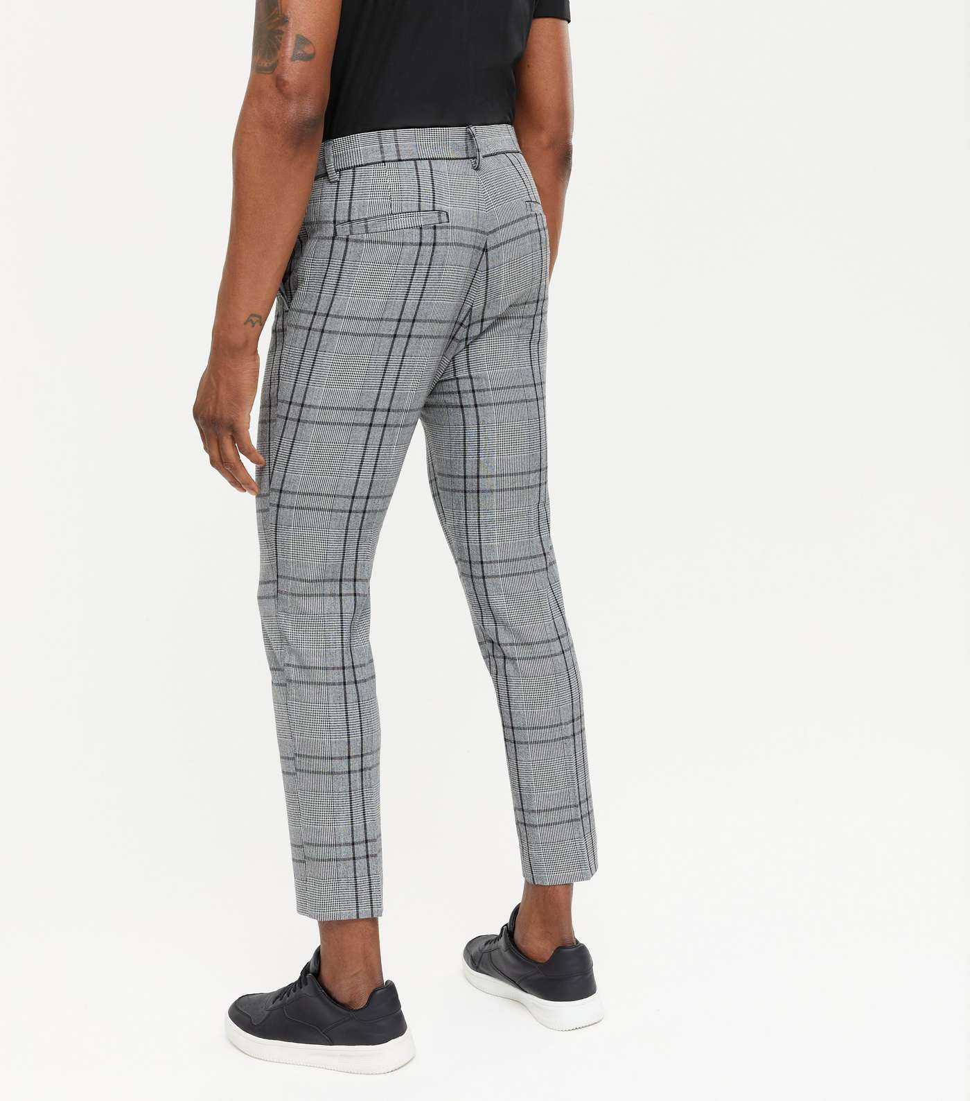 Grey Check Skinny Crop Trousers Image 4