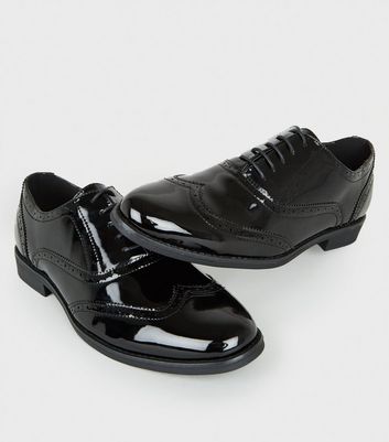 black patent brogues mens