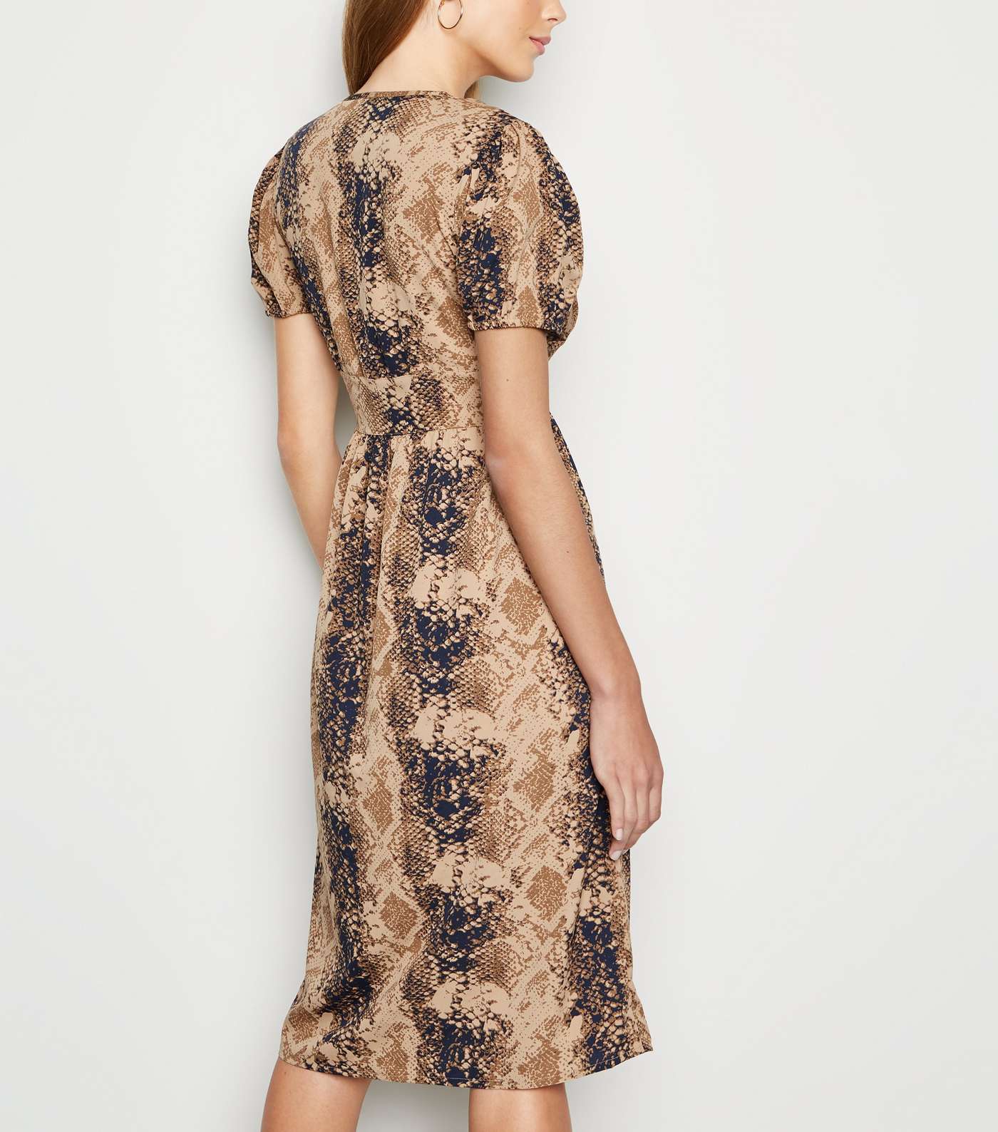 Blue Vanilla Brown Snake Print Midi Dress Image 3