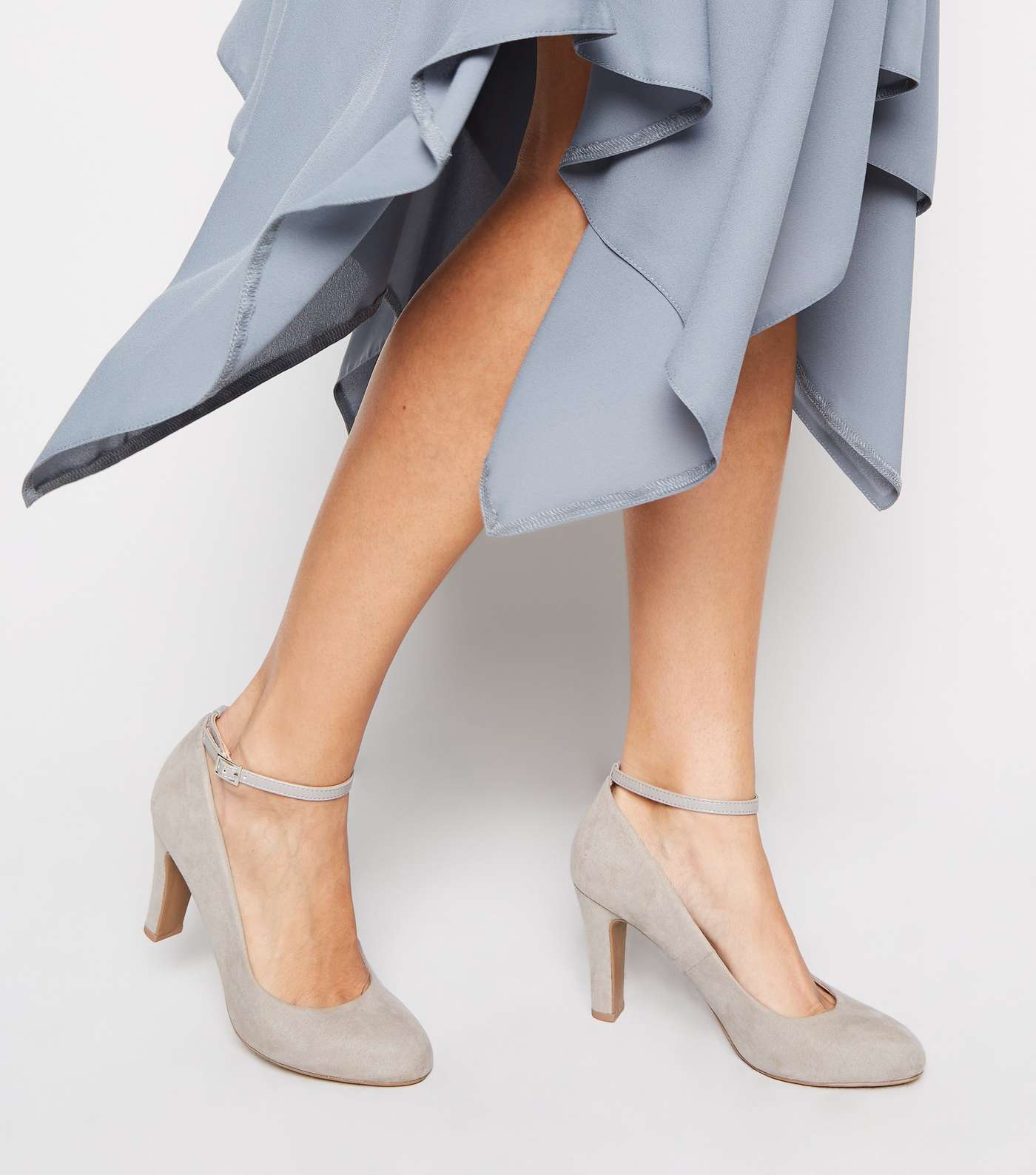 Grey Suedette Round Toe Court Shoes Image 2