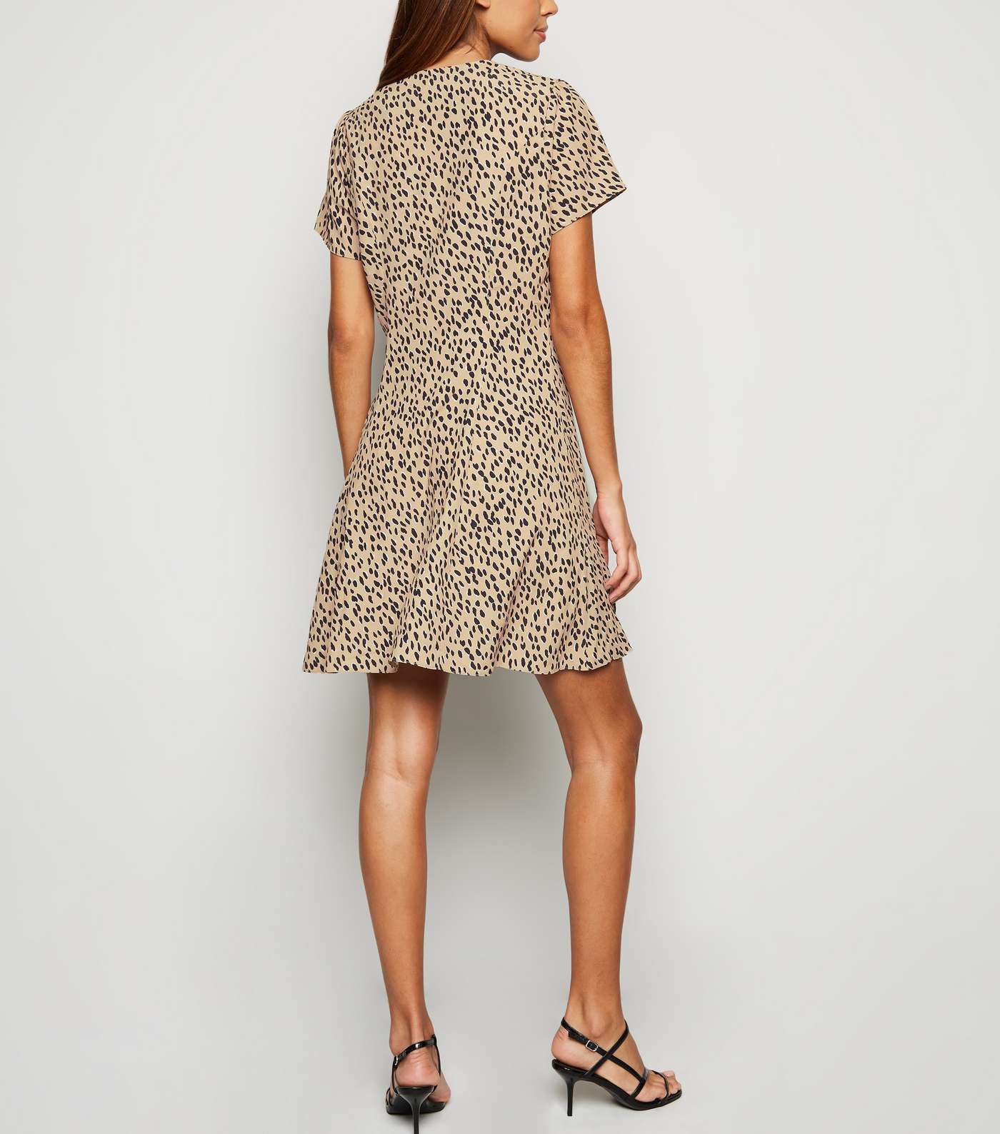 Brown Abstract Spot Button Front Tea Dress Image 2