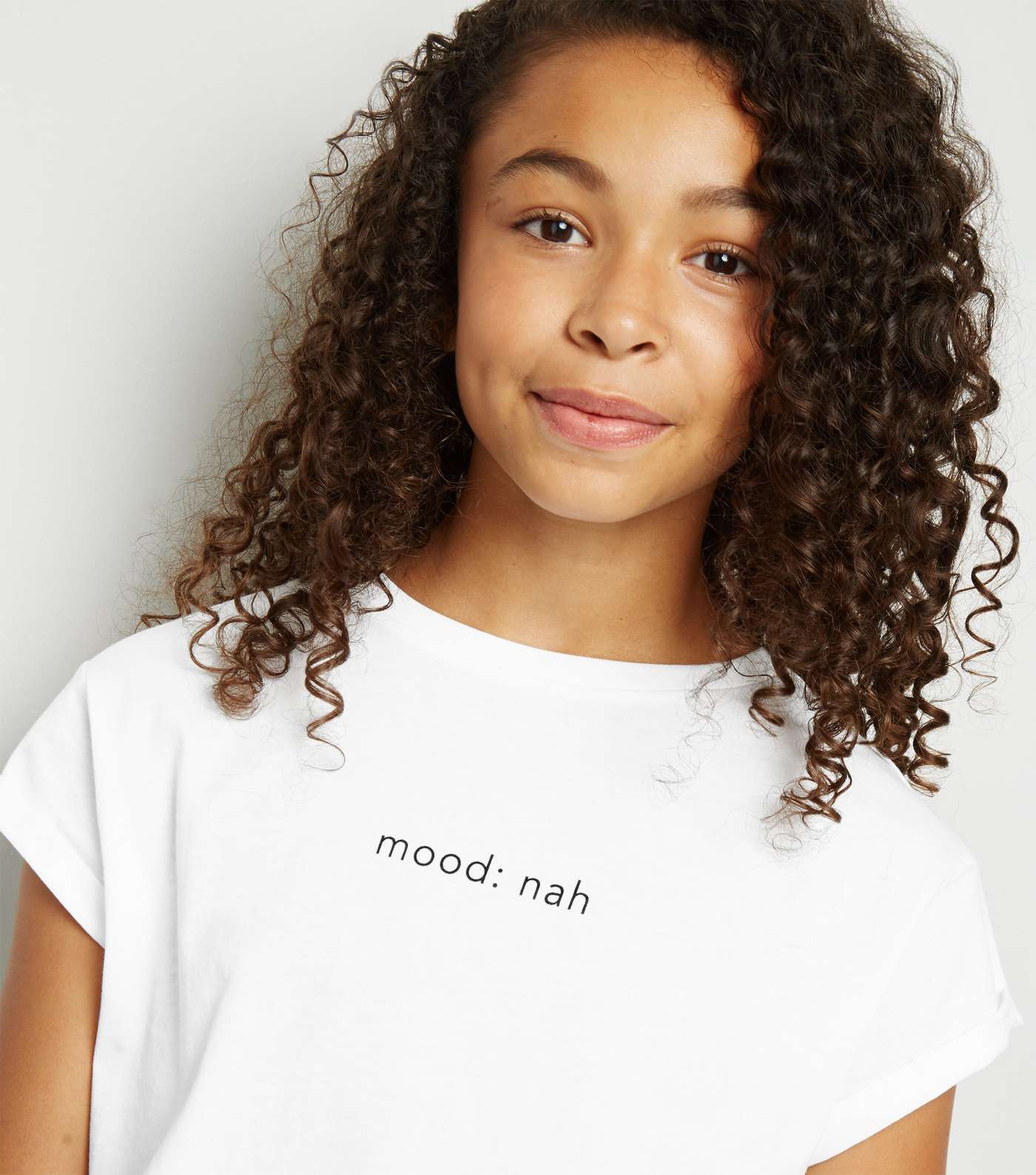 Girls White Mood Nah Slogan T-Shirt  Image 3
