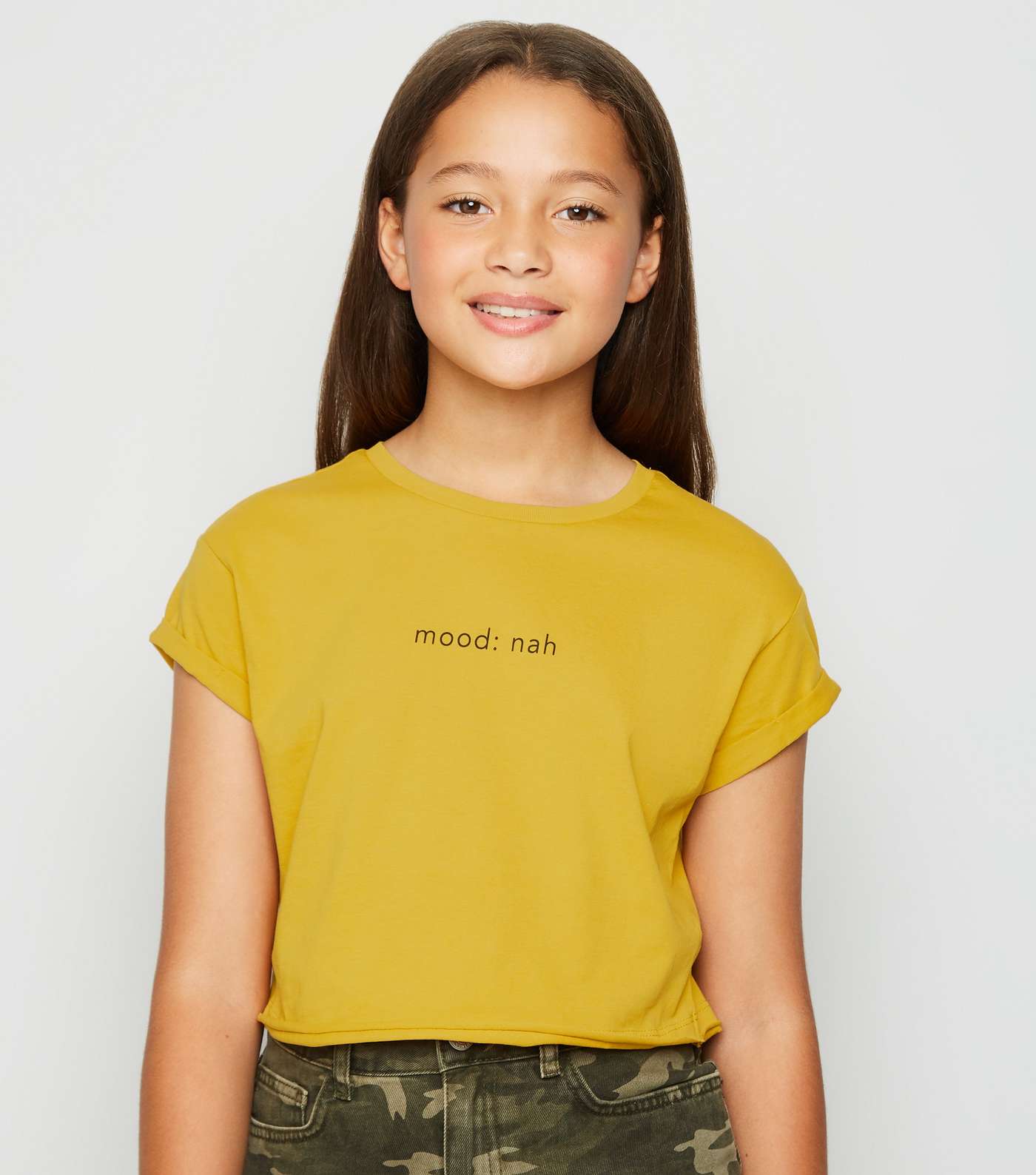 Girls Mustard Mood Nah Slogan T-Shirt 