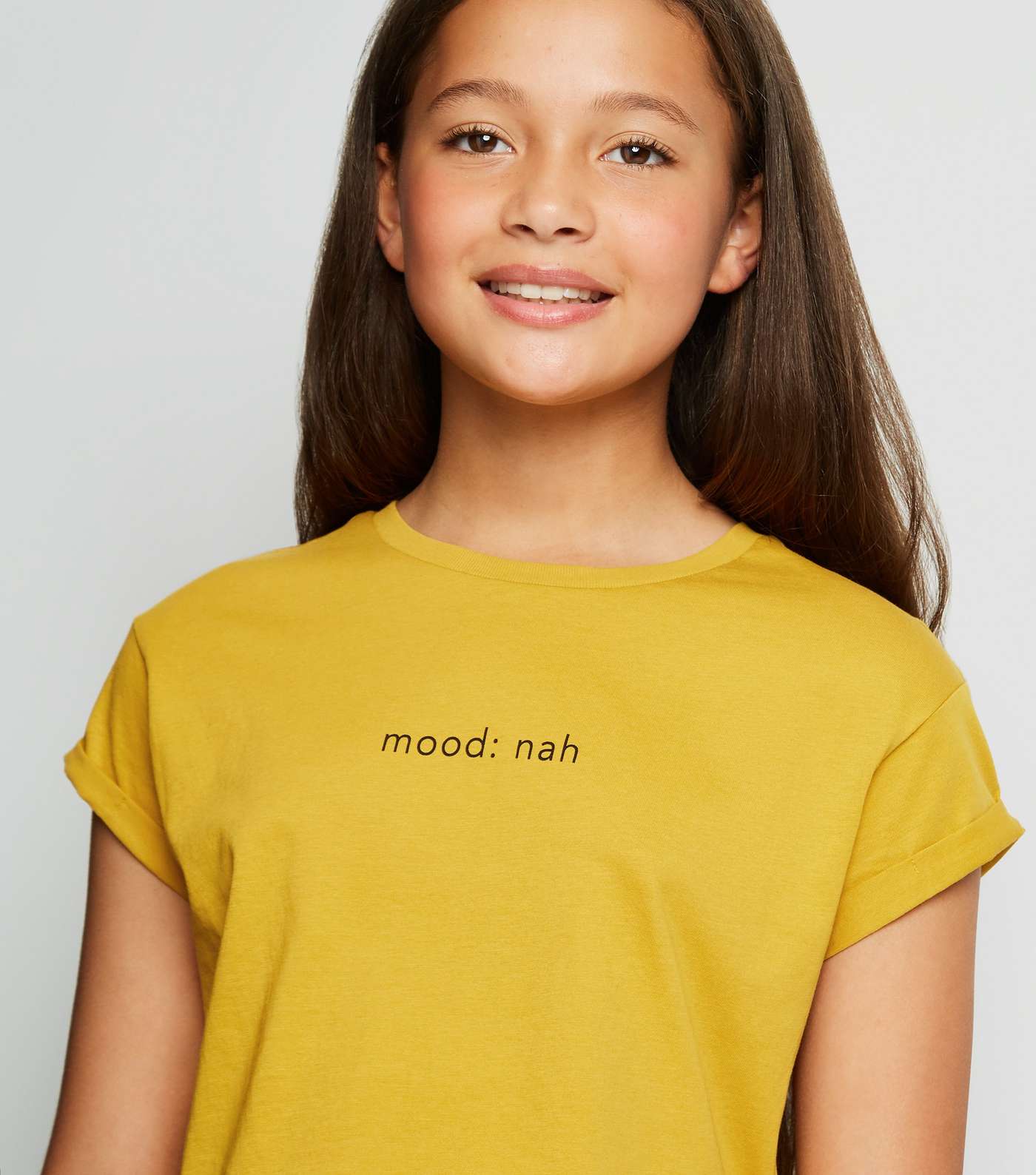 Girls Mustard Mood Nah Slogan T-Shirt  Image 5