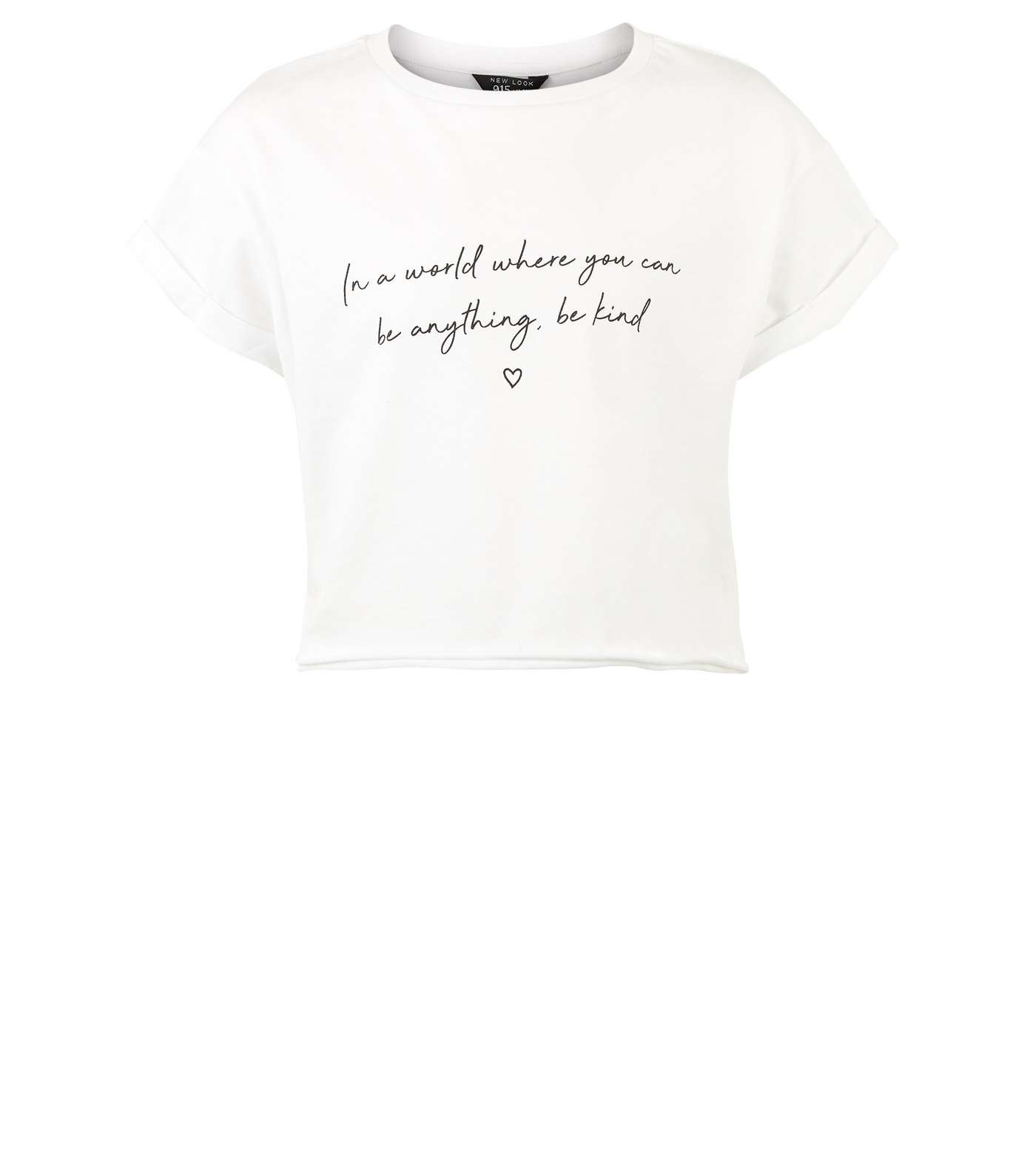 Girls White Be Kind Slogan T-Shirt Image 4