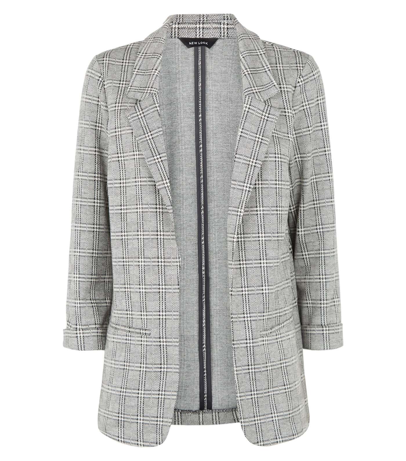 Light Grey Check Jersey Blazer Image 4