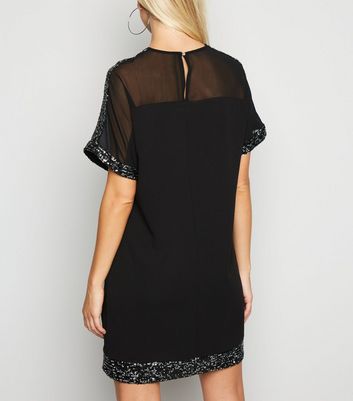 black sequin shift dress uk