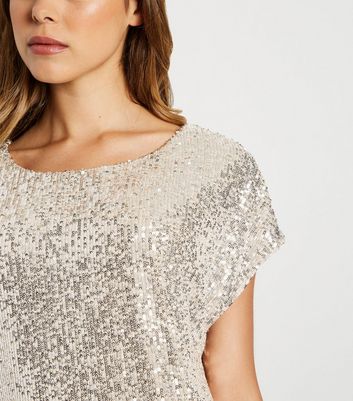 Gold Sequin Oversized T-Shirt | New Look