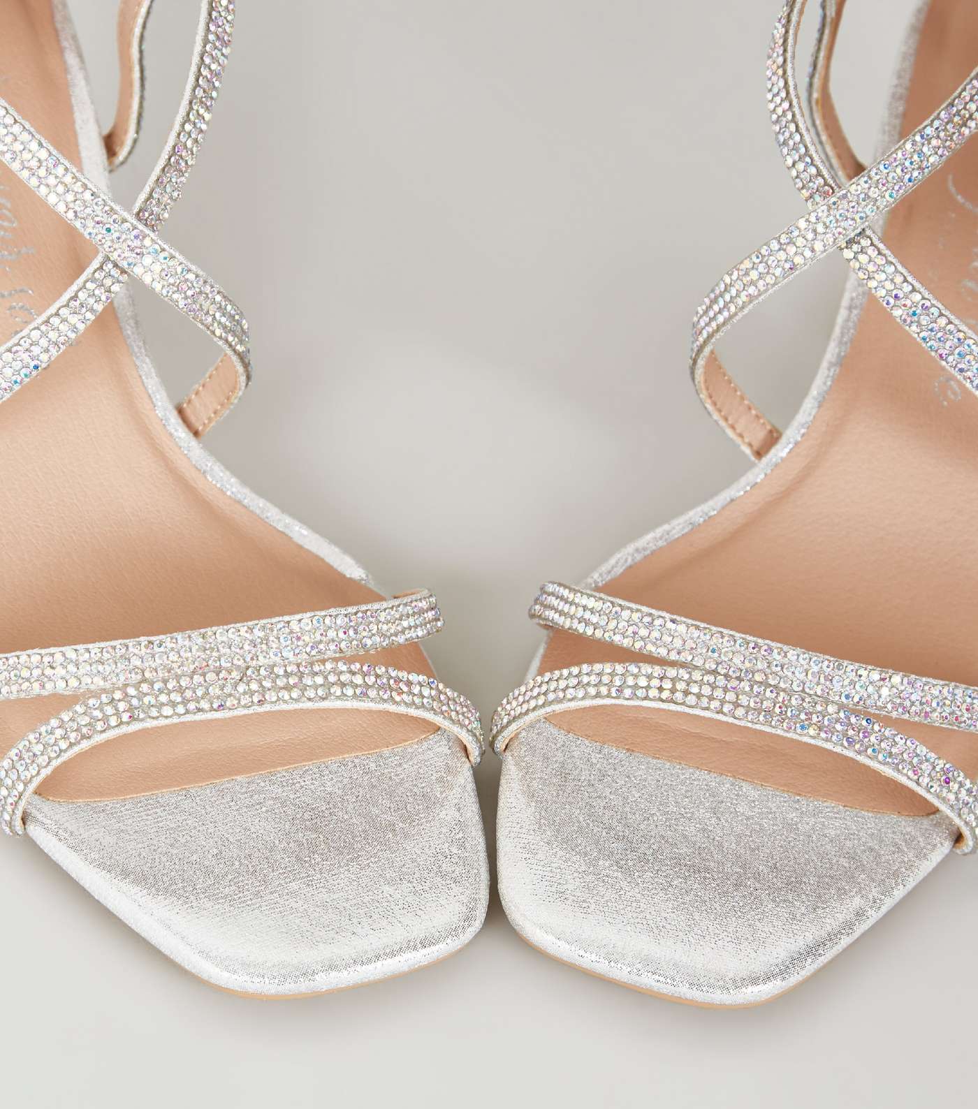 Wide Fit Silver Diamanté Strap Sandals Image 4