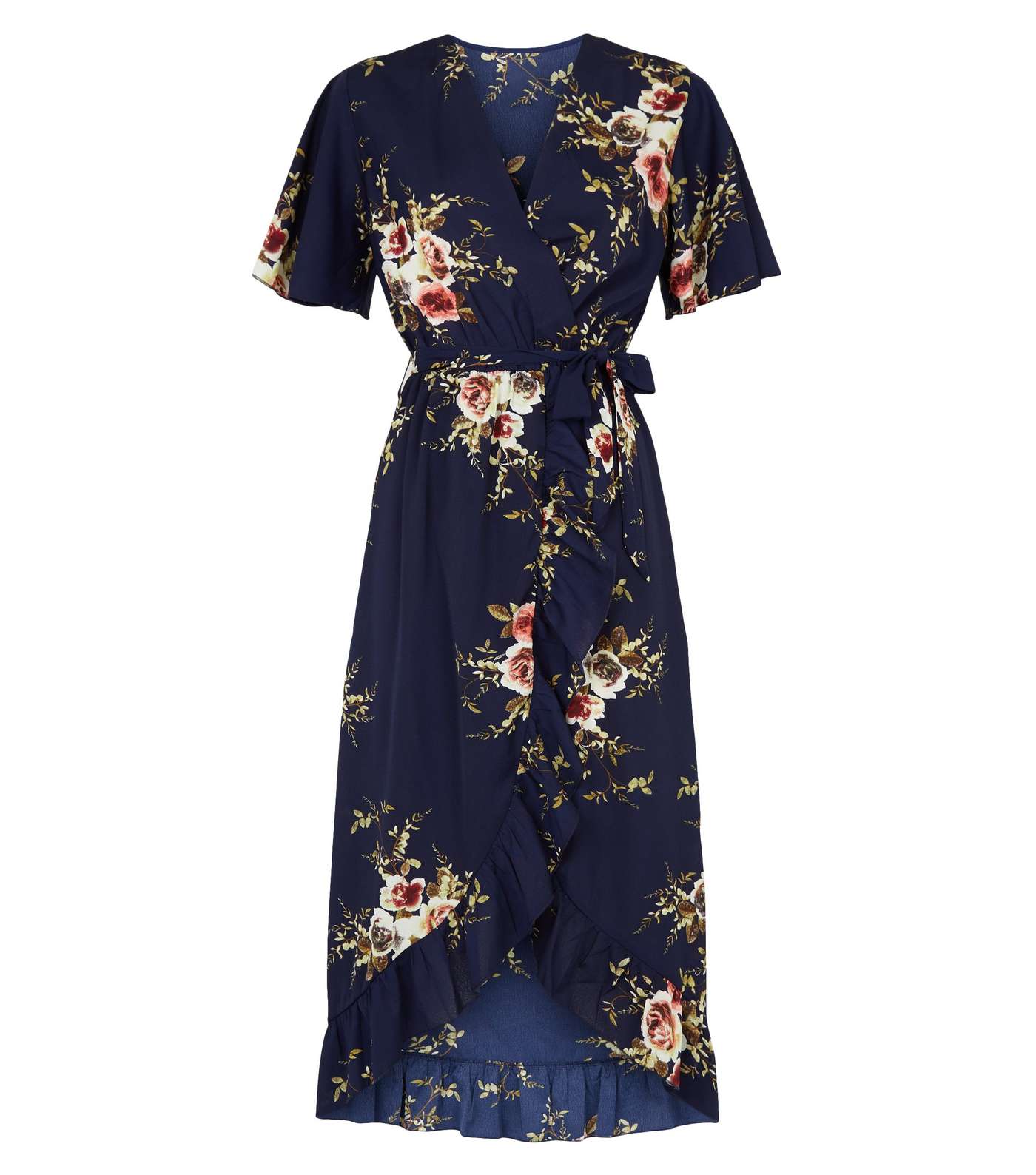 Mela Blue Floral Ruffle Wrap Maxi Dress Image 4