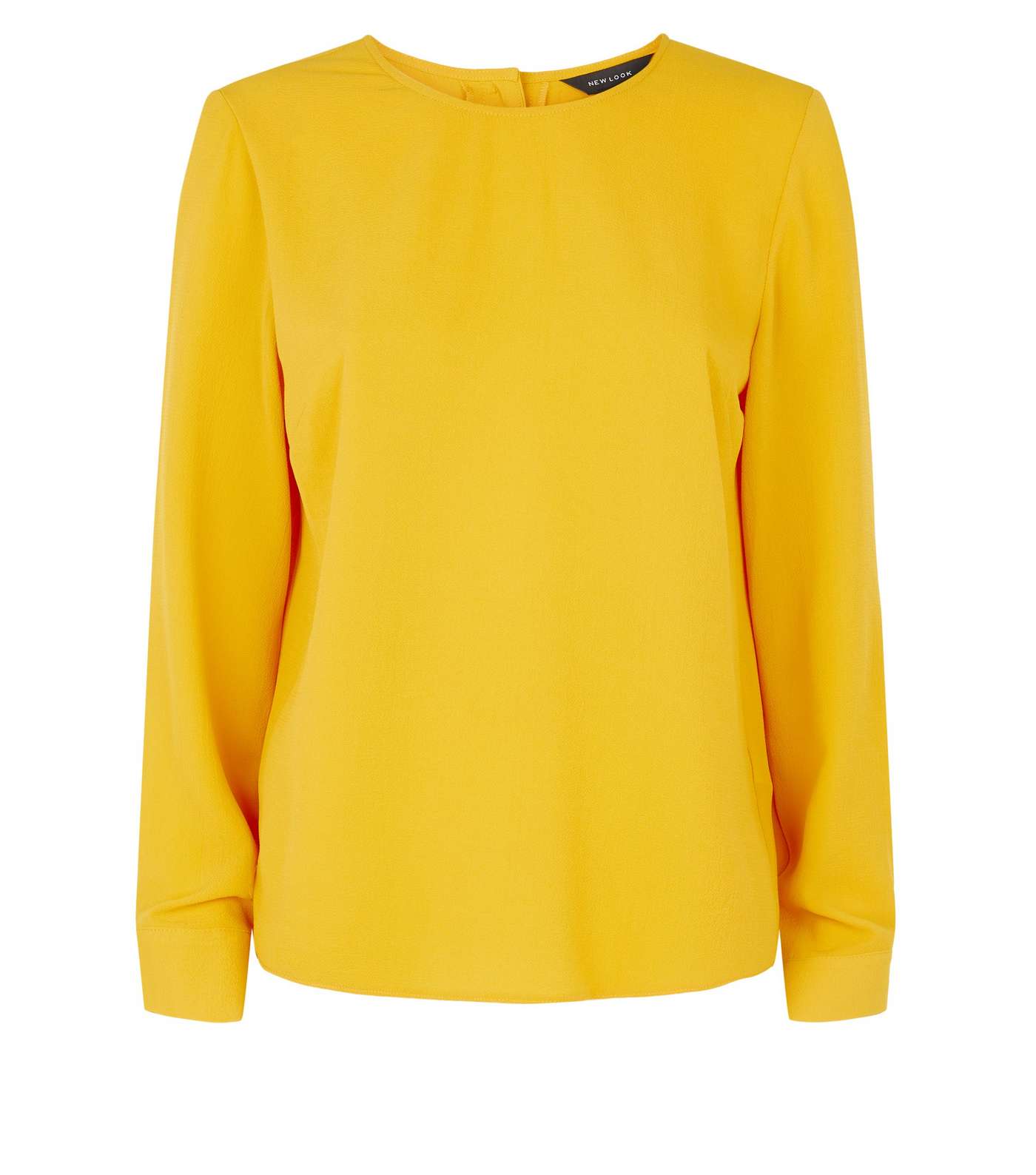 Yellow Button Back Long Sleeve Blouse Image 4