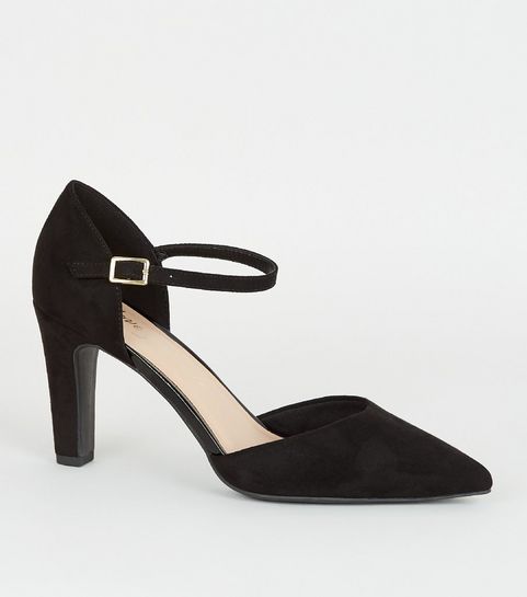 Black Suedette 2 Part Court Shoes
