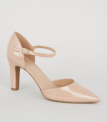 Cream patent court shoes on sale