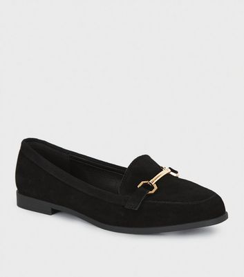 Wide Fit Black Suede Loafers | New Look