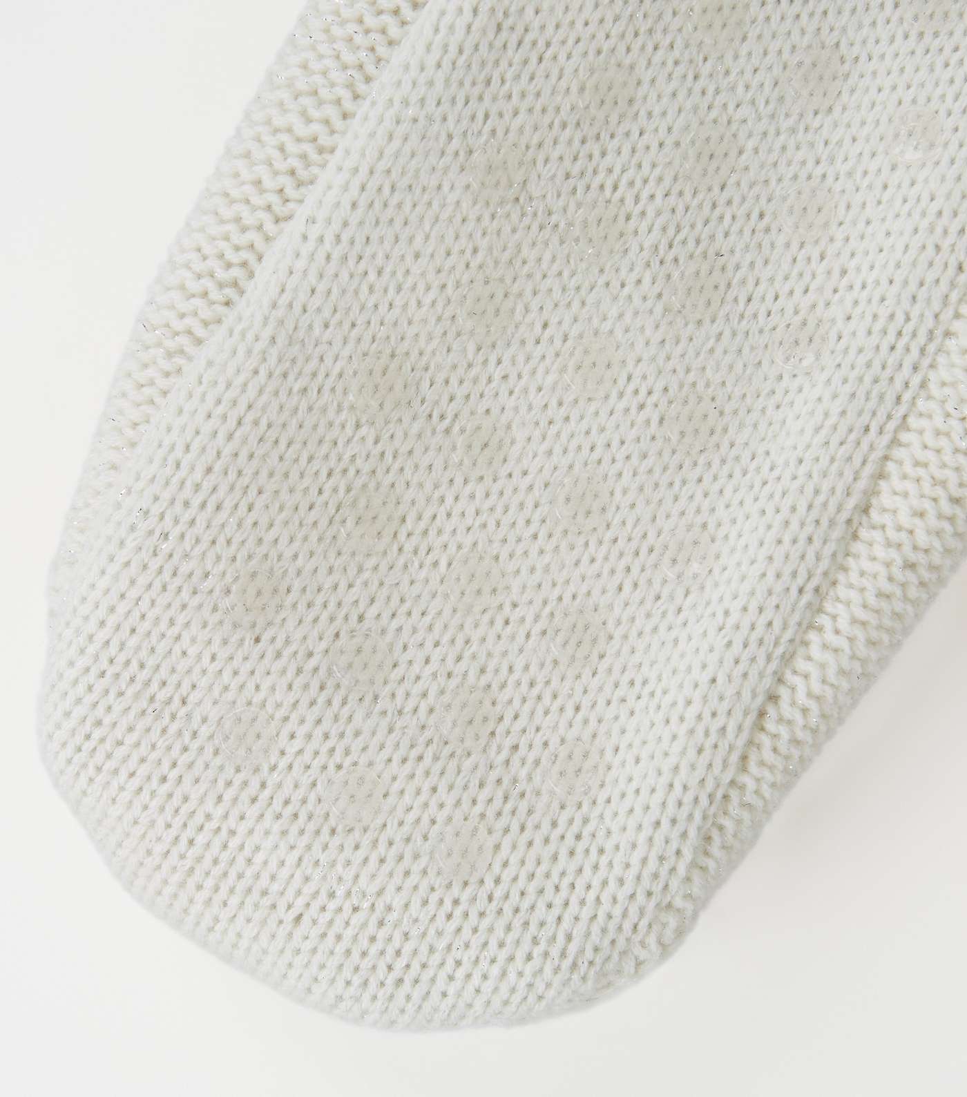 Cream Glitter Cable Knit Slipper Socks Image 3