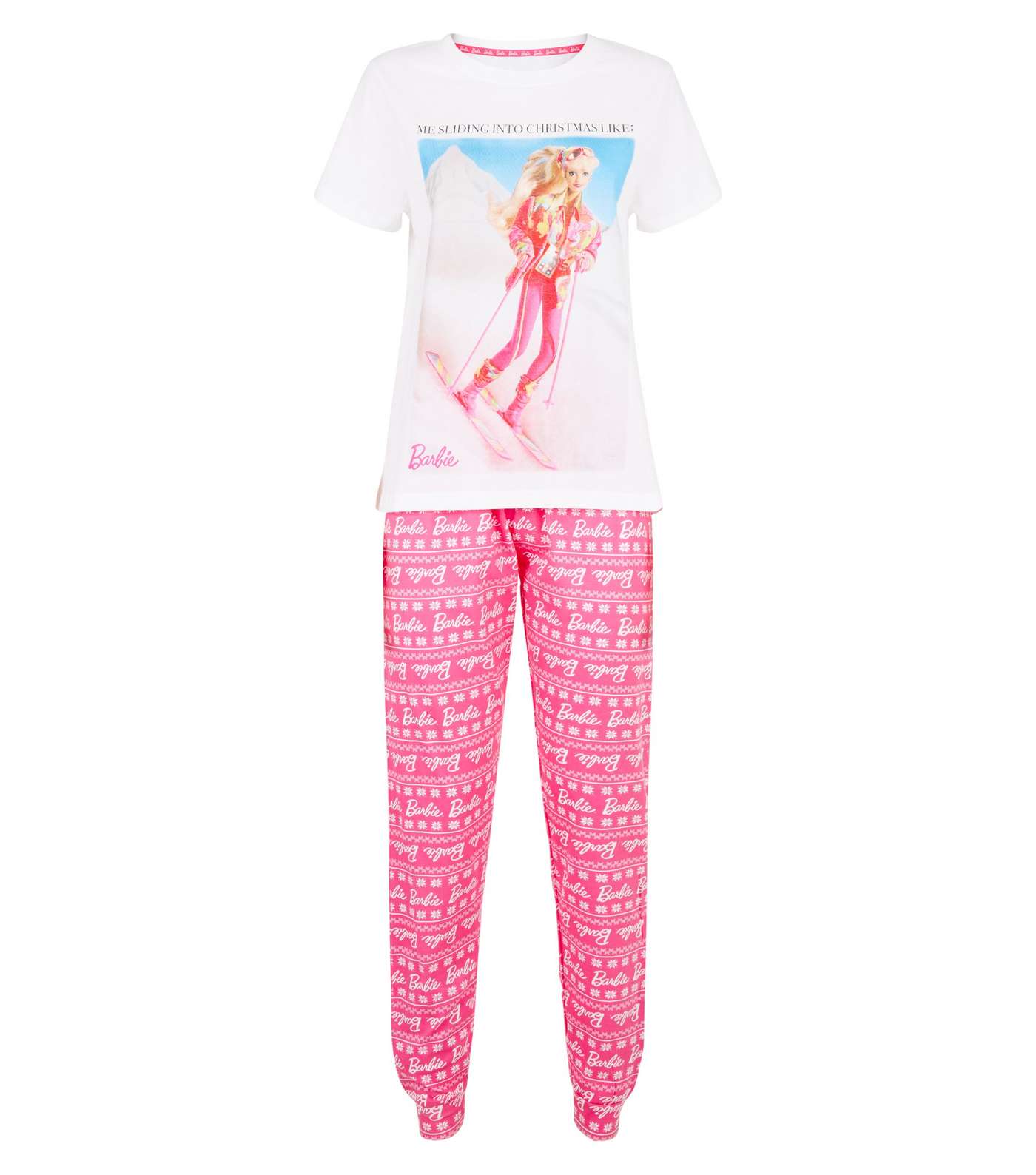 White Christmas Barbie Slogan Pyjama Set Image 4
