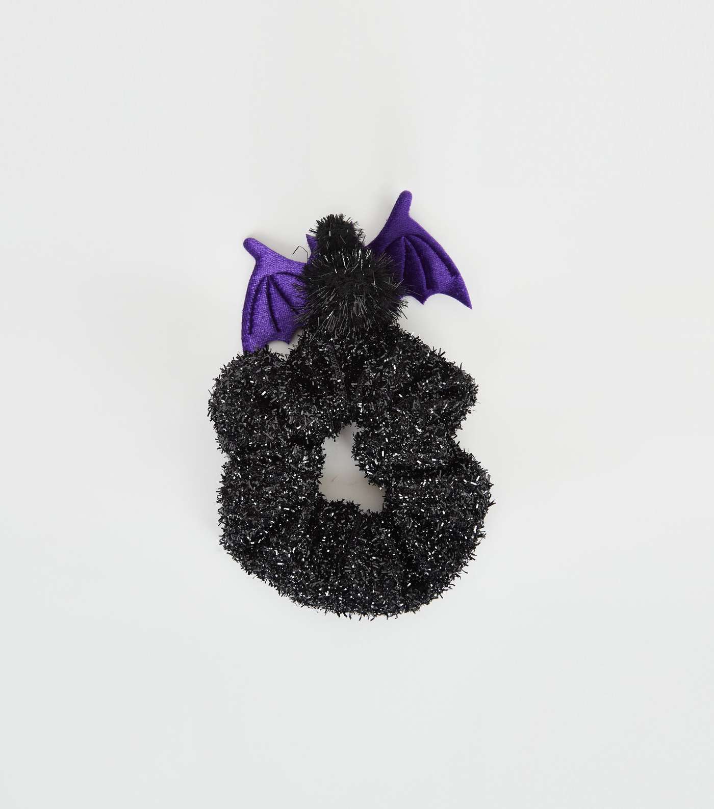 Black Bat Tinsel Halloween Scrunchie