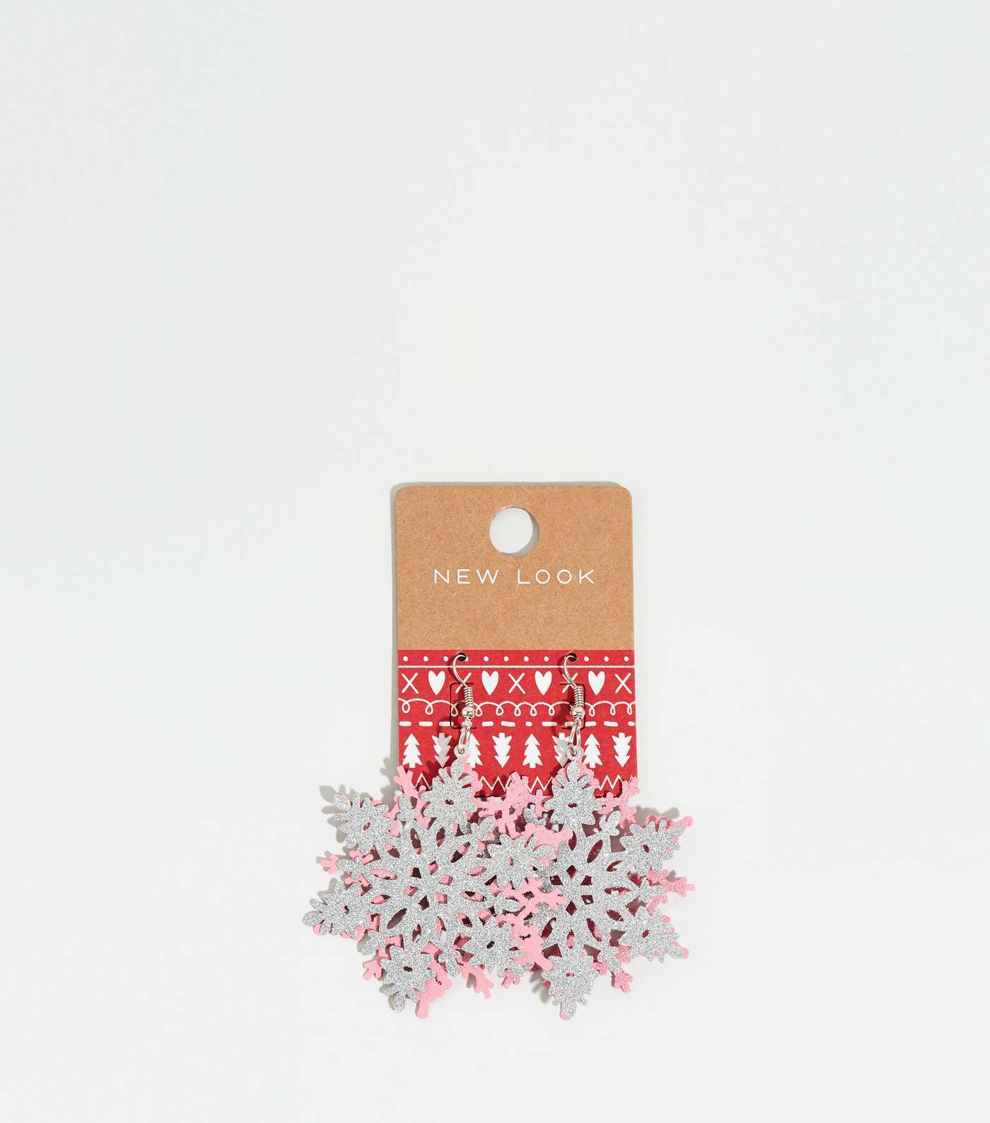 Multicoloured Christmas Glitter Snowflake Earrings  Image 4