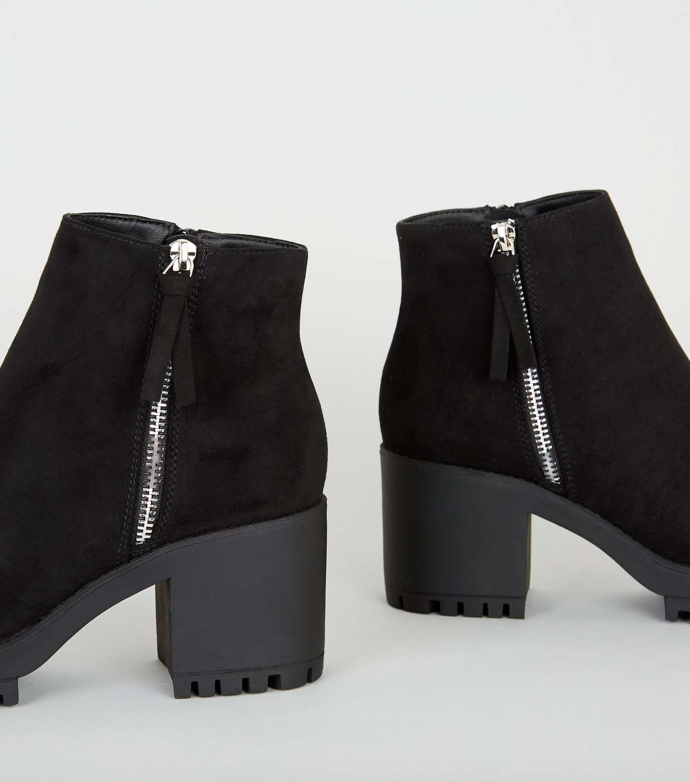 Black Square Toe Chunky Ankle Boots Image 3