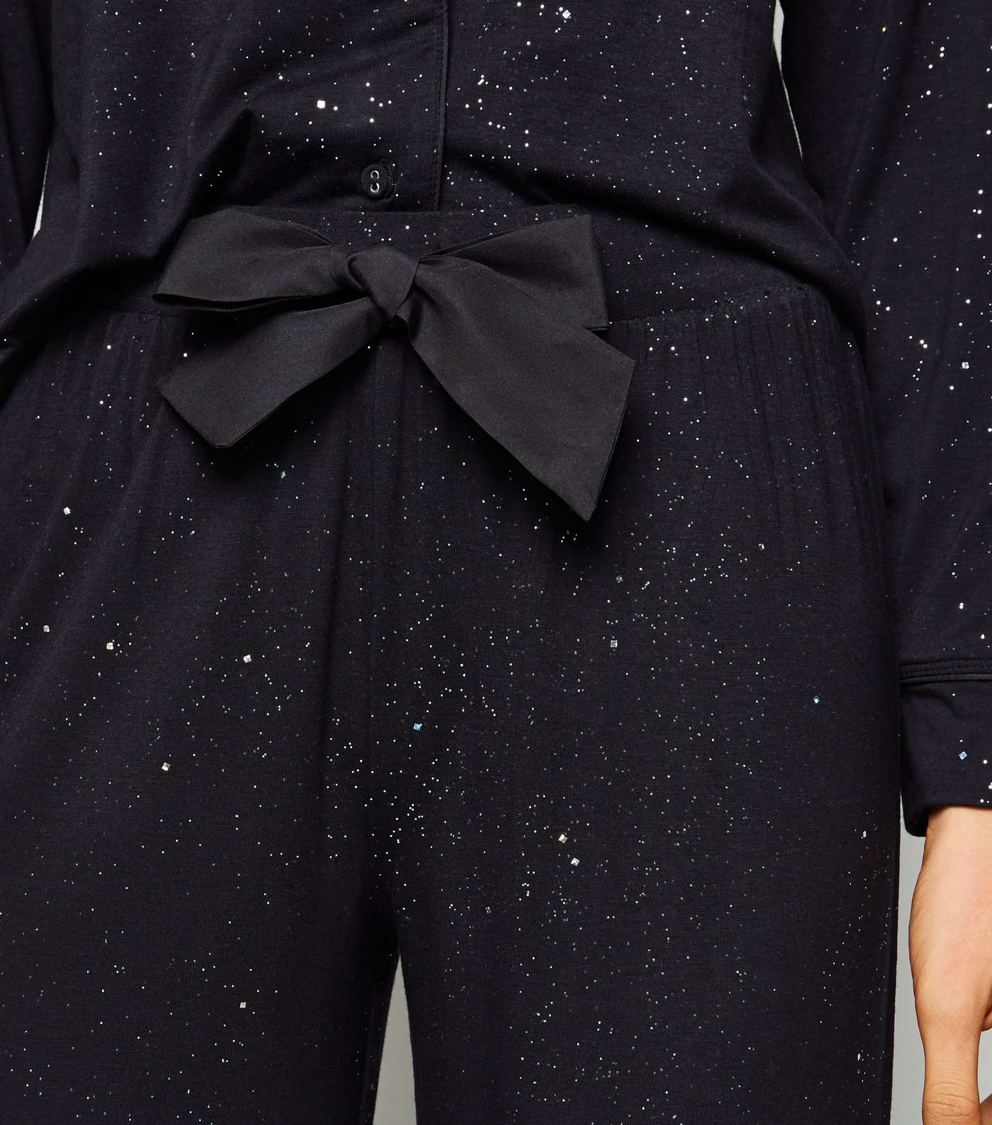 Black Glitter Pyjama Trousers Image 5