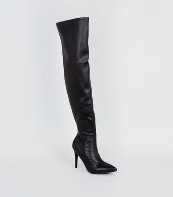 leather look over the knee boots