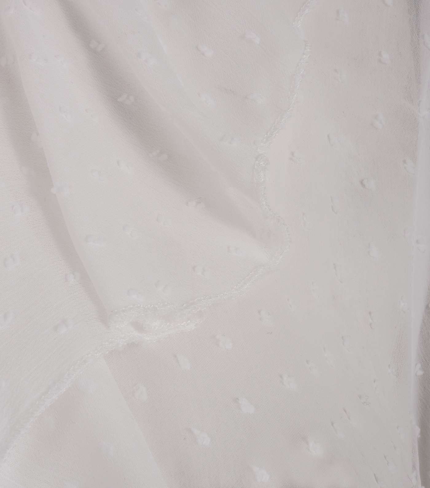 Cream Chiffon Spot Tie Neck Frill Blouse Image 3
