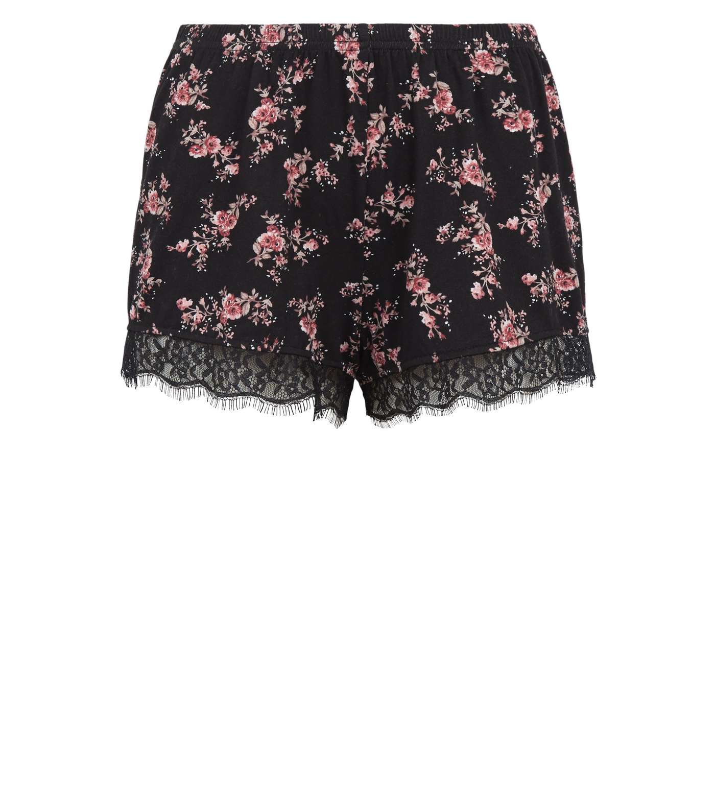 Black Floral Soft Touch Pyjama Shorts Image 4