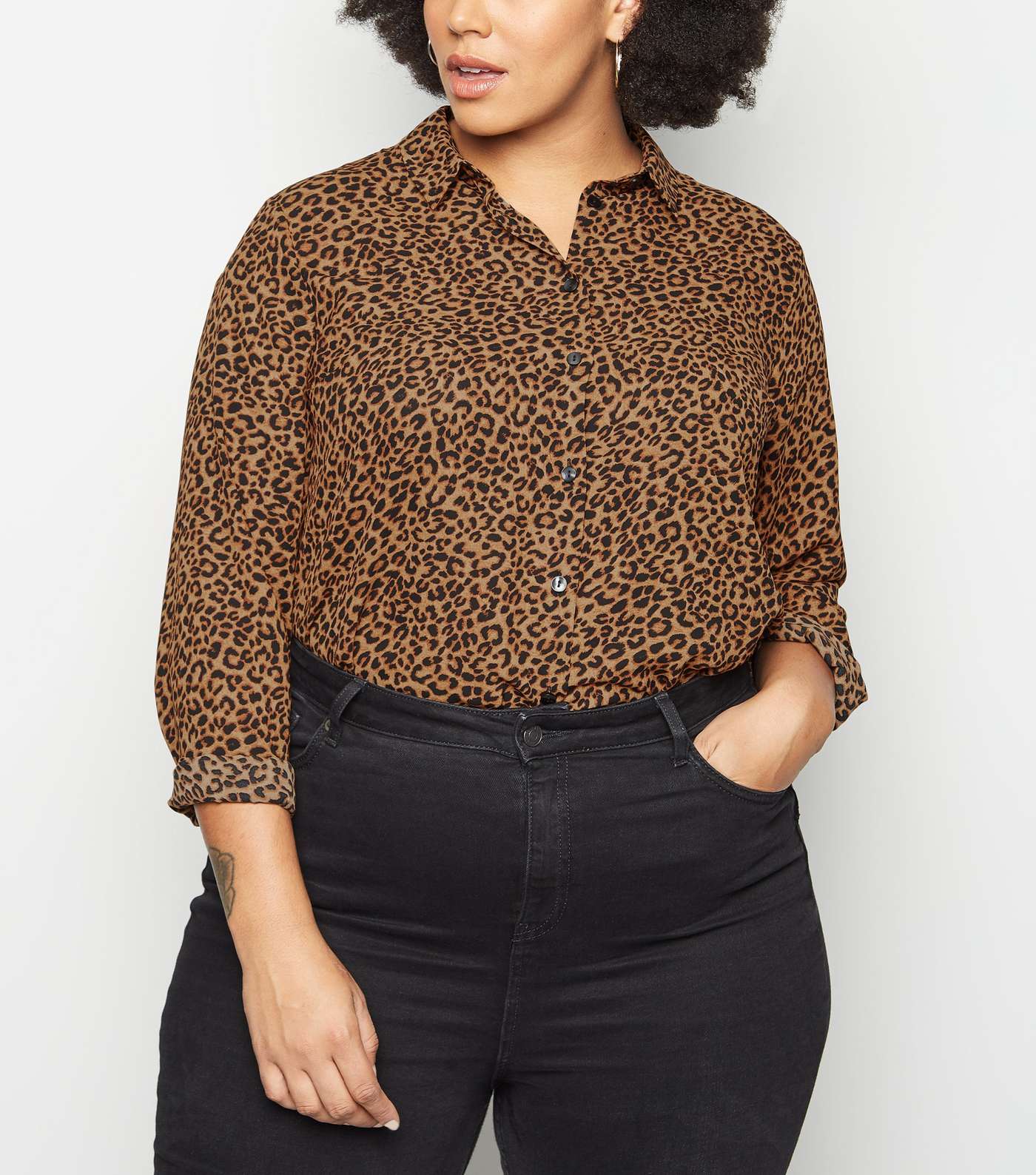Curves Brown Leopard Print Shirt