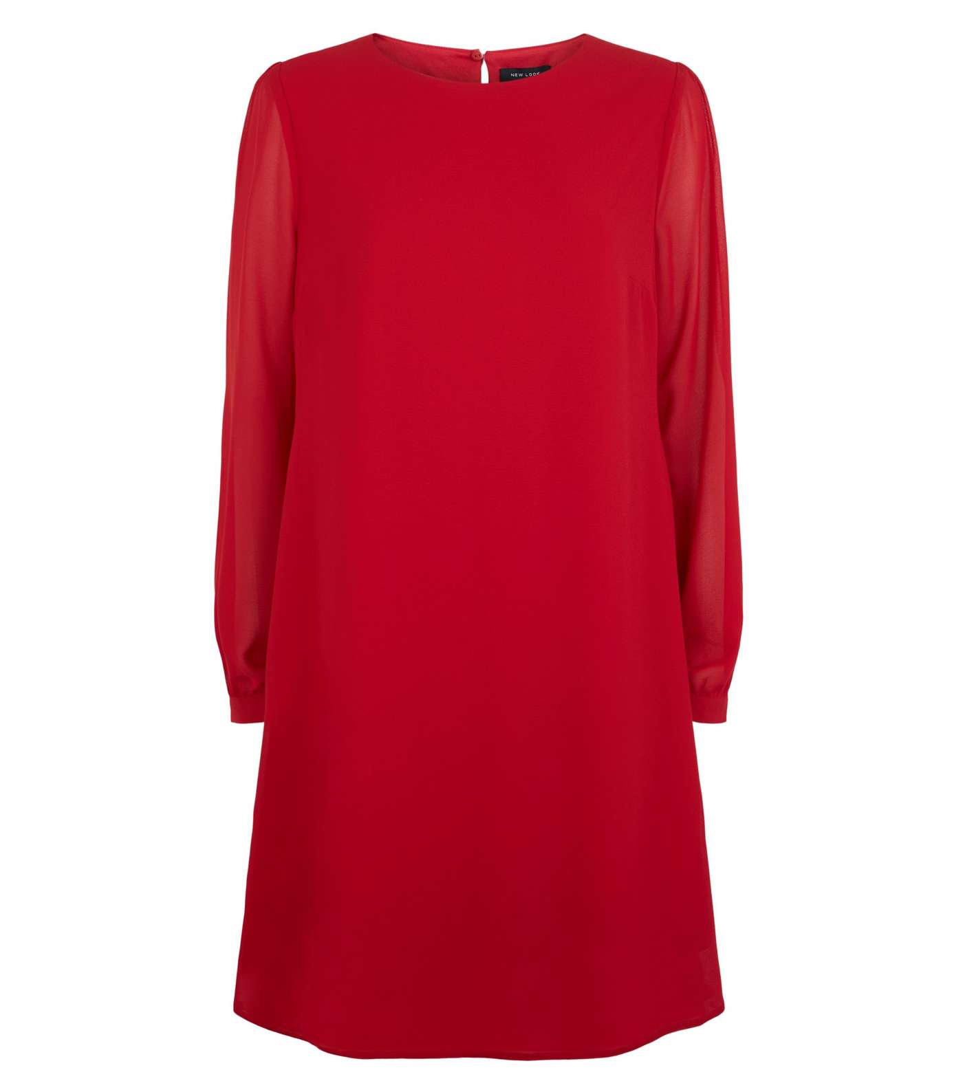 Red Chiffon Tunic Dress Image 4