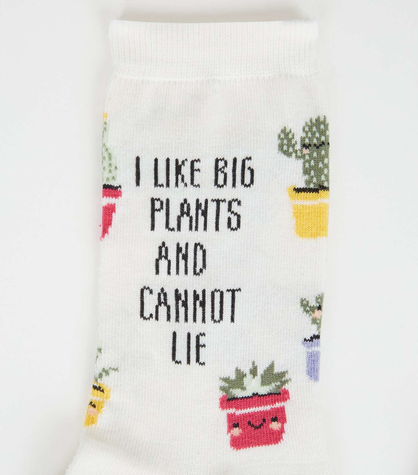 Cream I Like Big Plants Slogan Socks Image 3