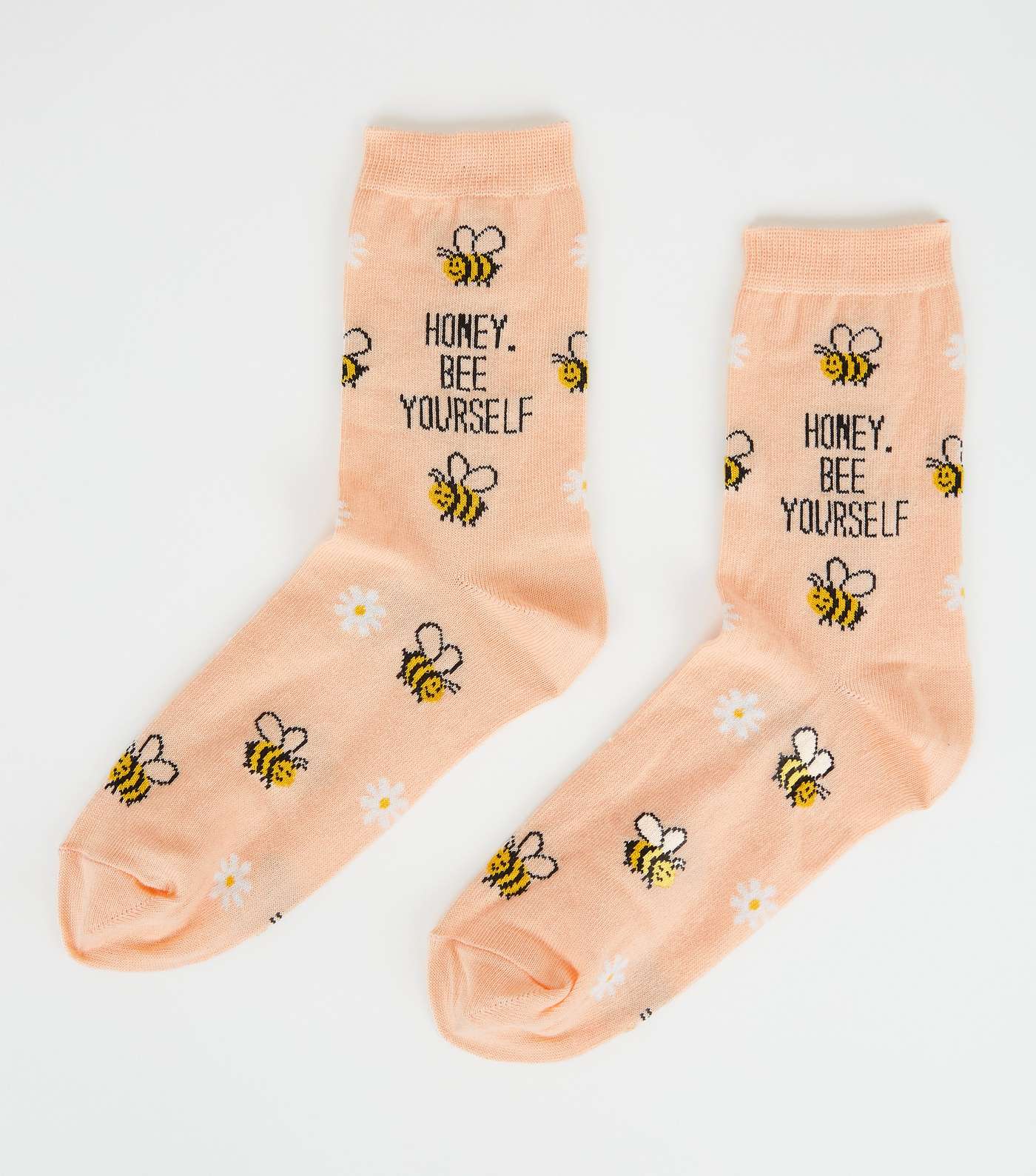 Coral Honey Bee Yourself Slogan Socks